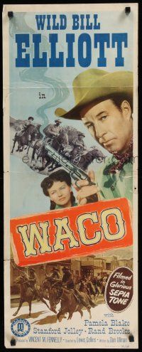 8s827 WACO insert '52 Wild Bill Elliott with smoking gun, Pamela Blake & Rand Brooks!