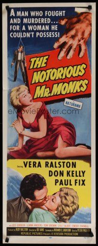 8s708 NOTORIOUS MR. MONKS insert '58 man who fought and murdered for a woman he couldn't possess!