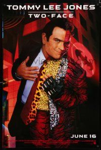 8t081 BATMAN FOREVER advance 1sh '95 cool image of Tommy Lee Jones as Two-Face!
