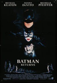 8t085 BATMAN RETURNS 1sh '92 collage of Michael Keaton, Danny DeVito, Michelle Pfeiffer!