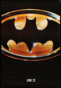 8t076 BATMAN matte teaser 1sh '89 directed by Tim Burton, cool image of Bat logo!