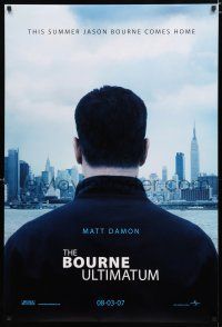 8t127 BOURNE ULTIMATUM teaser DS 1sh '07 cool image of Matt Damon as Jason Bourne!