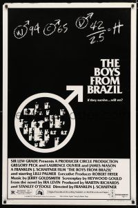 8t131 BOYS FROM BRAZIL style A 1sh '78 Gregory Peck is a Nazi on the run from Laurence Olivier!