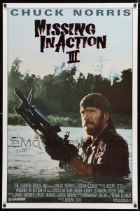 8t133 BRADDOCK: MISSING IN ACTION III int'l 1sh '88 great image of Chuck Norris w/ M-60 machine gun!
