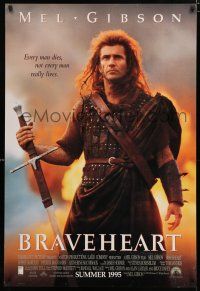 8t135 BRAVEHEART int'l advance DS 1sh '95 cool image of Mel Gibson as William Wallace!