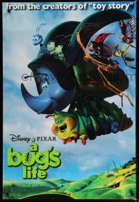 8t151 BUG'S LIFE teaser DS 1sh '98 Disney/Pixar CG insect cartoon, image of cast in sky flying!