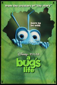 8t150 BUG'S LIFE DS teaser 1sh '98 Walt Disney, Pixar CG, ant peeking through leaf, born to be wild!