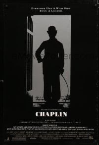 8t170 CHAPLIN DS 1sh '92 great silhouette image of Robert Downey Jr. as Charlie!