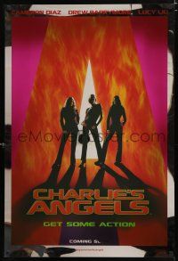 8t171 CHARLIE'S ANGELS mylar teaser 1sh '00 sexy image of Cameron Diaz, Drew Barrymore & Lucy Liu!