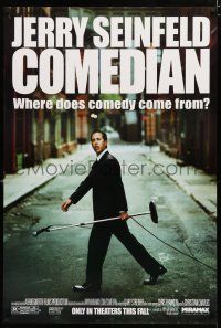 8t177 COMEDIAN advance 1sh '02 great image of Jerry Seinfeld walking across street with microphone!