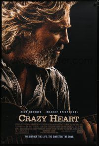 8t190 CRAZY HEART advance DS 1sh '09 great image of country music singer Jeff Bridges!