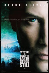 8t209 DAY THE EARTH STOOD STILL style B int'l teaser DS 1sh '08 Keanu Reeves, cool sci-fi image!