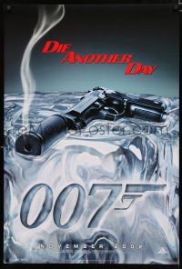 8t222 DIE ANOTHER DAY teaser DS 1sh '02 Brosnan as Bond, cool image of gun melting ice!