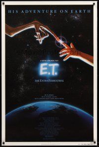 8t236 E.T. THE EXTRA TERRESTRIAL 1sh '83 Drew Barrymore, Steven Spielberg classic, Alvin art!
