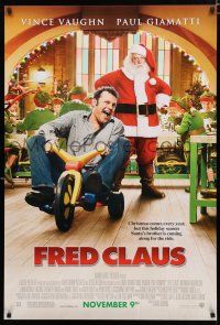 8t276 FRED CLAUS advance DS 1sh '07 Paul Giamatti as Santa & Vince Vaughn as Santa's older bro!