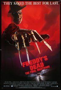 8t278 FREDDY'S DEAD 1sh '91 great art of Robert Englund as Freddy Krueger!