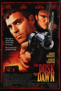 8t284 FROM DUSK TILL DAWN 1sh '95 close image of George Clooney & Quentin Tarantino, vampires!