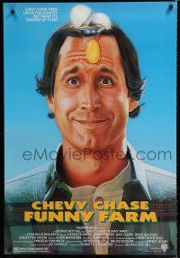8t286 FUNNY FARM 1sh '88 smiling Chevy Chase w/egg on his face by Steven Chorney!