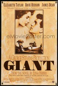 8t293 GIANT DS 1sh R96 James Dean, Elizabeth Taylor, Rock Hudson, directed by George Stevens!