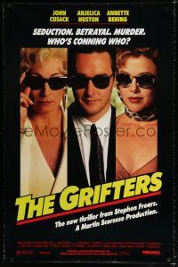 8t314 GRIFTERS 1sh '90 John Cusack, sexy Annette Bening & Anjelica Huston!
