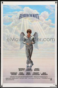8t331 HEAVEN CAN WAIT 1sh '78 art of angel Warren Beatty wearing sweats, football!