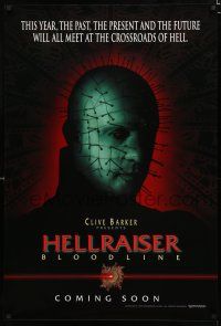 8t336 HELLRAISER: BLOODLINE teaser 1sh '96 Clive Barker, Pinhead at the crossroads of hell!