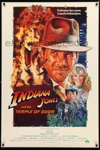 8t383 INDIANA JONES & THE TEMPLE OF DOOM 1sh '84 adventure is Ford's name, Drew Struzan art!