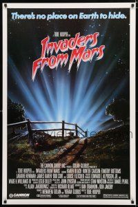 8t387 INVADERS FROM MARS pg rated 1sh '86 Tobe Hooper, art by Rider, no place on Earth to hide!