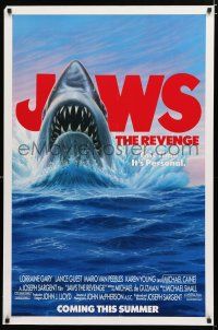 8t397 JAWS: THE REVENGE advance 1sh '87 art of the Great White Shark, this time it's personal!