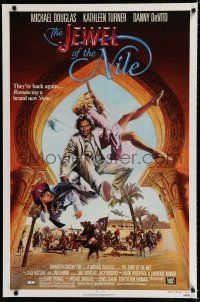 8t402 JEWEL OF THE NILE 1sh '85 great art of Michael Douglas, Kathleen Turner & Danny DeVito!