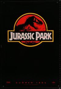 8t404 JURASSIC PARK red style teaser 1sh '93 Spielberg, Attenborough re-creates dinosaurs!