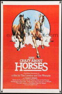 8t407 JUST CRAZY ABOUT HORSES 1sh '78 Tammy Grimes, cool Baker artwork!