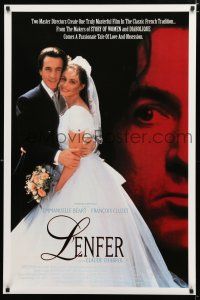 8t431 L'ENFER 1sh '94 directed by Claude Chabrol, close up of sexy bride Emmanuelle Beart!
