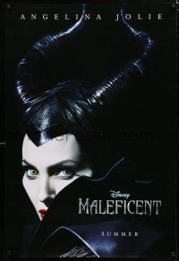 8t460 MALEFICENT teaser DS 1sh '14 cool close-up image of sexy Angelina Jolie in title role!