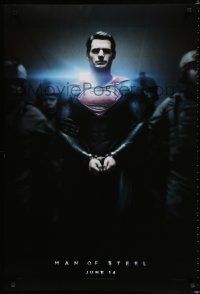 8t465 MAN OF STEEL teaser DS 1sh '13 Henry Cavill in the title role as Superman handcuffed!