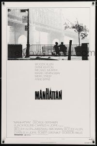 8t468 MANHATTAN style B 1sh '79 Woody Allen & Diane Keaton in New York City by bridge!