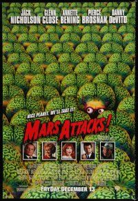 8t471 MARS ATTACKS! advance DS 1sh '96 directed by Tim Burton, great image of many alien brains!