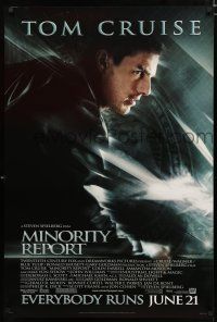 8t496 MINORITY REPORT style C advance DS 1sh '02 Steven Spielberg, close-up image of Tom Cruise!