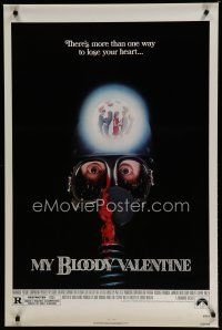 8t513 MY BLOODY VALENTINE 1sh '81 bloody gas mask, there's more than one way to lose your heart!