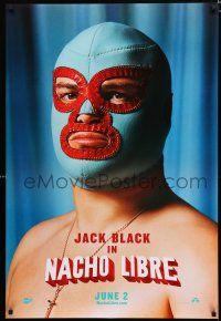 8t517 NACHO LIBRE teaser DS 1sh '06 wacky image of Mexican luchador wrestler Jack Black in mask!