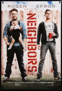 8t524 NEIGHBORS teaser DS 1sh '14 Zac Efron w/red Solo cup, Seth Rogan & baby!