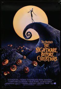 8t526 NIGHTMARE BEFORE CHRISTMAS DS 1sh '93 Tim Burton, Disney, great Halloween horror image!