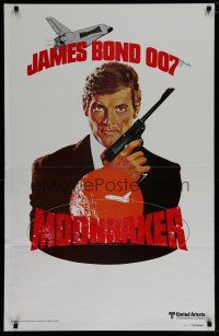 8t504 MOONRAKER INCOMPLETE advance 1-stop poster '79 art of Roger Moore as James Bond!