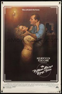 8t584 POSTMAN ALWAYS RINGS TWICE 1sh '81 art of Jack Nicholson & Jessica Lange by Rudy Obrero!