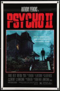 8t598 PSYCHO II 1sh '83 Anthony Perkins as Norman Bates, cool creepy image of classic house!
