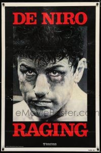 8t607 RAGING BULL teaser 1sh '80 Martin Scorsese, classic close up boxing image of Robert De Niro!