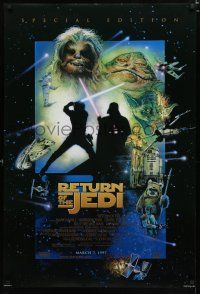 8t626 RETURN OF THE JEDI style D advance DS 1sh R97 George Lucas classic, Drew Struzan art!