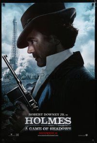 8t674 SHERLOCK HOLMES: A GAME OF SHADOWS teaser DS 1sh '11 Robert Downey Jr in title role w/Mauser!