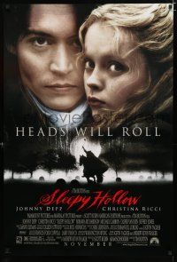 8t693 SLEEPY HOLLOW advance DS 1sh '99 directed by Tim Burton, Johnny Depp & Christina Ricci!