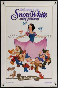 8t697 SNOW WHITE & THE SEVEN DWARFS 1sh R87 Walt Disney animated cartoon fantasy classic!